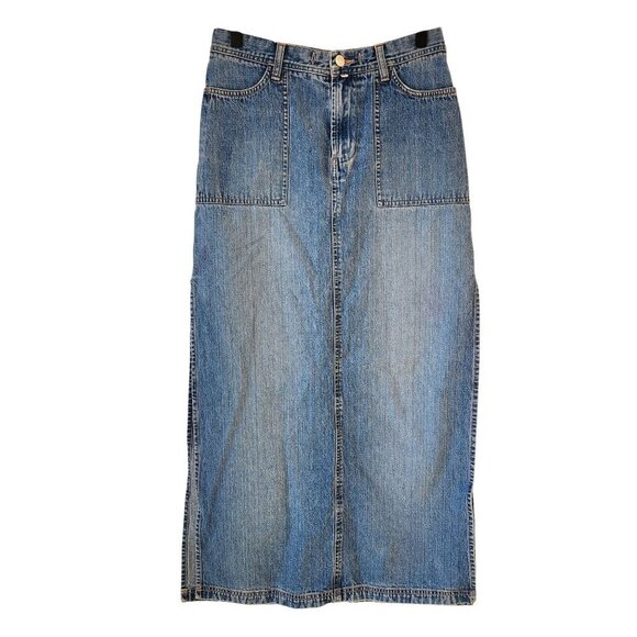 BKE Dresses & Skirts - VTG BKE Buckle Y2K 90s Denim Jean Maxi Skirt Side Slits Women's 27